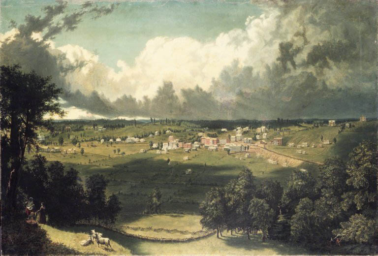 Panoramic Landscape with a View of a Small Town